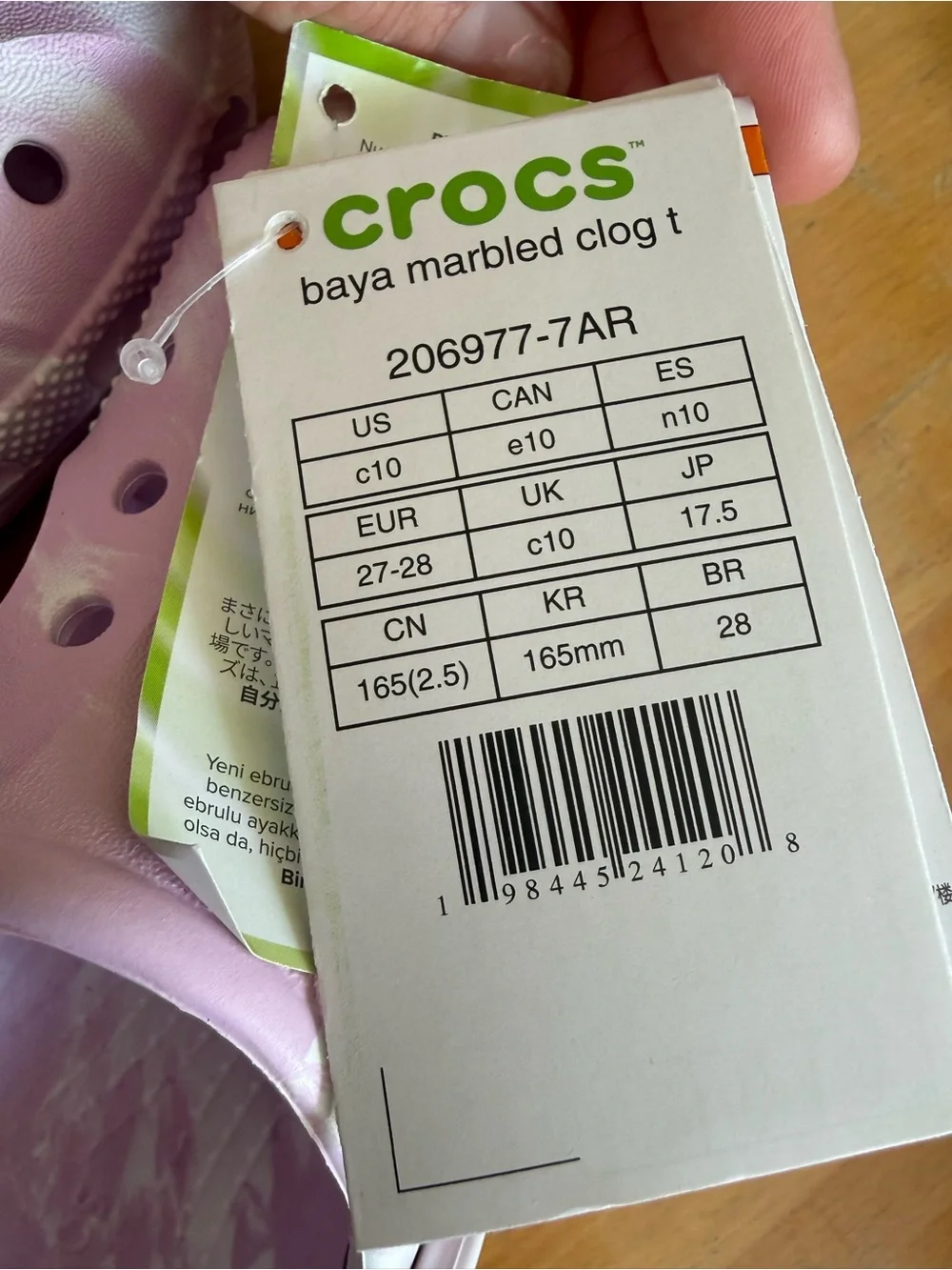 CROCS Kids' Marble Clogs in Light Pink and White Toddler 10